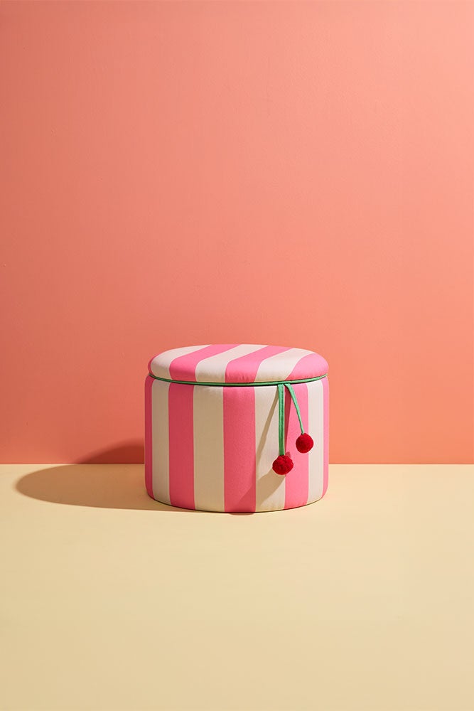 Sittpuff cylinder med förvaring rosa 30 cm
